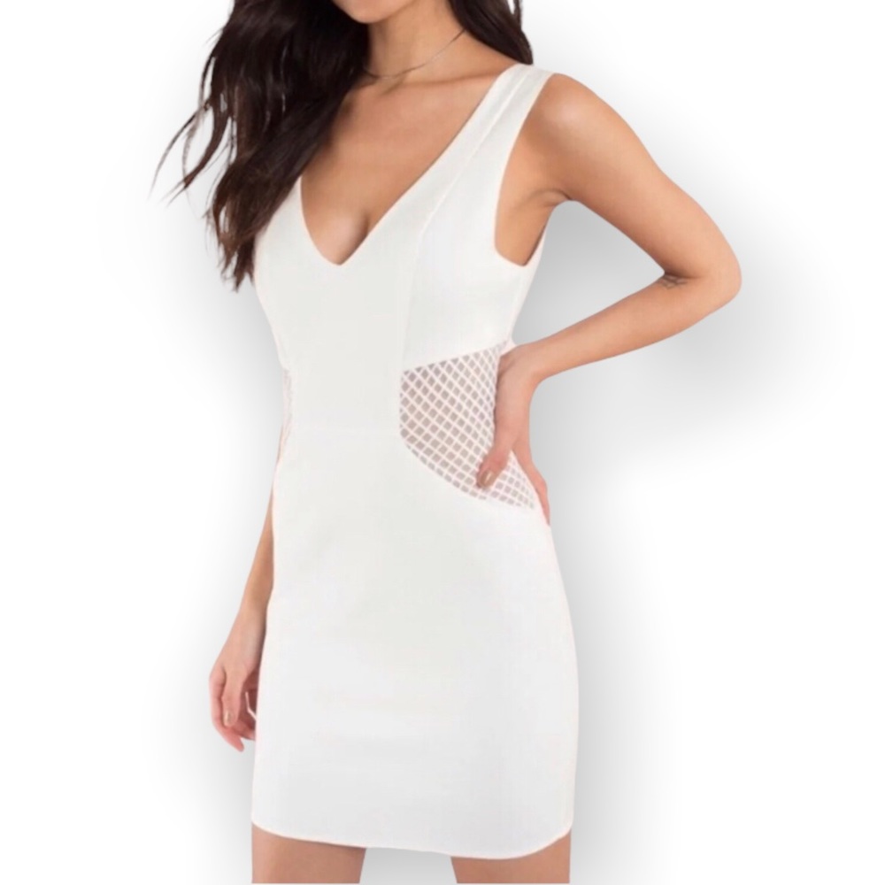 TOBI Body-Con Deep V-Neck Mini Dress White S
